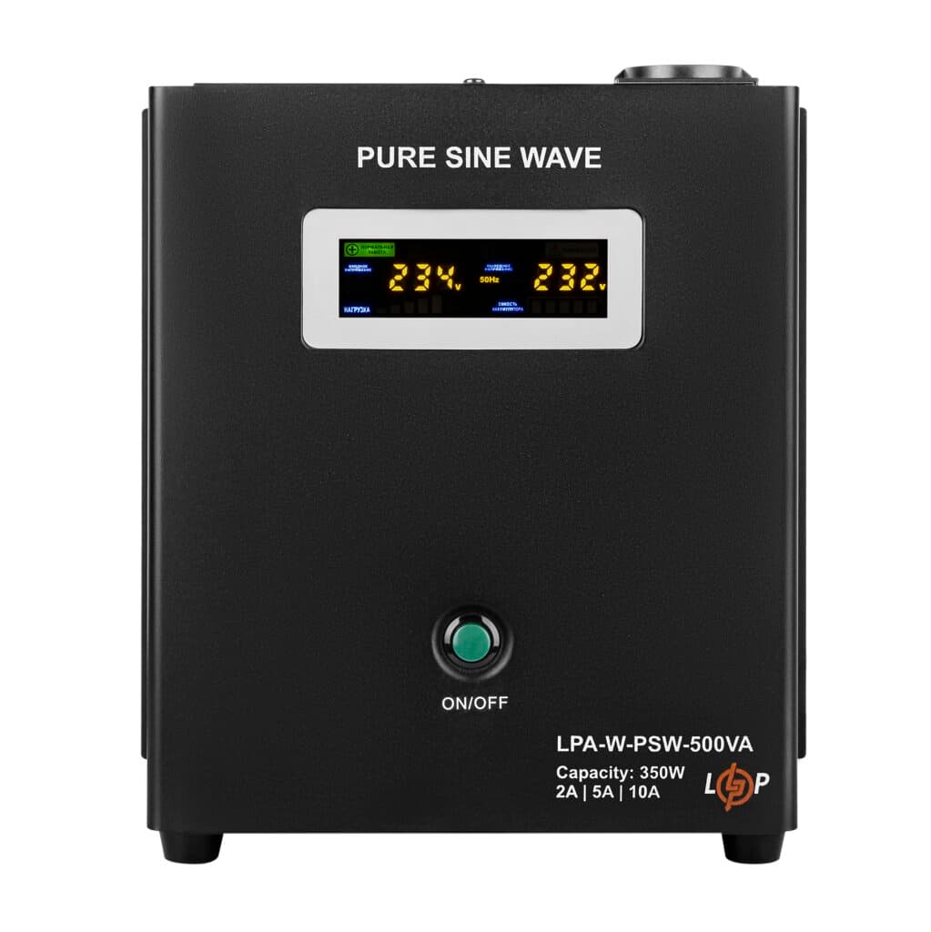 ДБЖ з правильною синусоїдою 12V LPA-W-PSW-500VA(350Вт) 2A/5A/10A