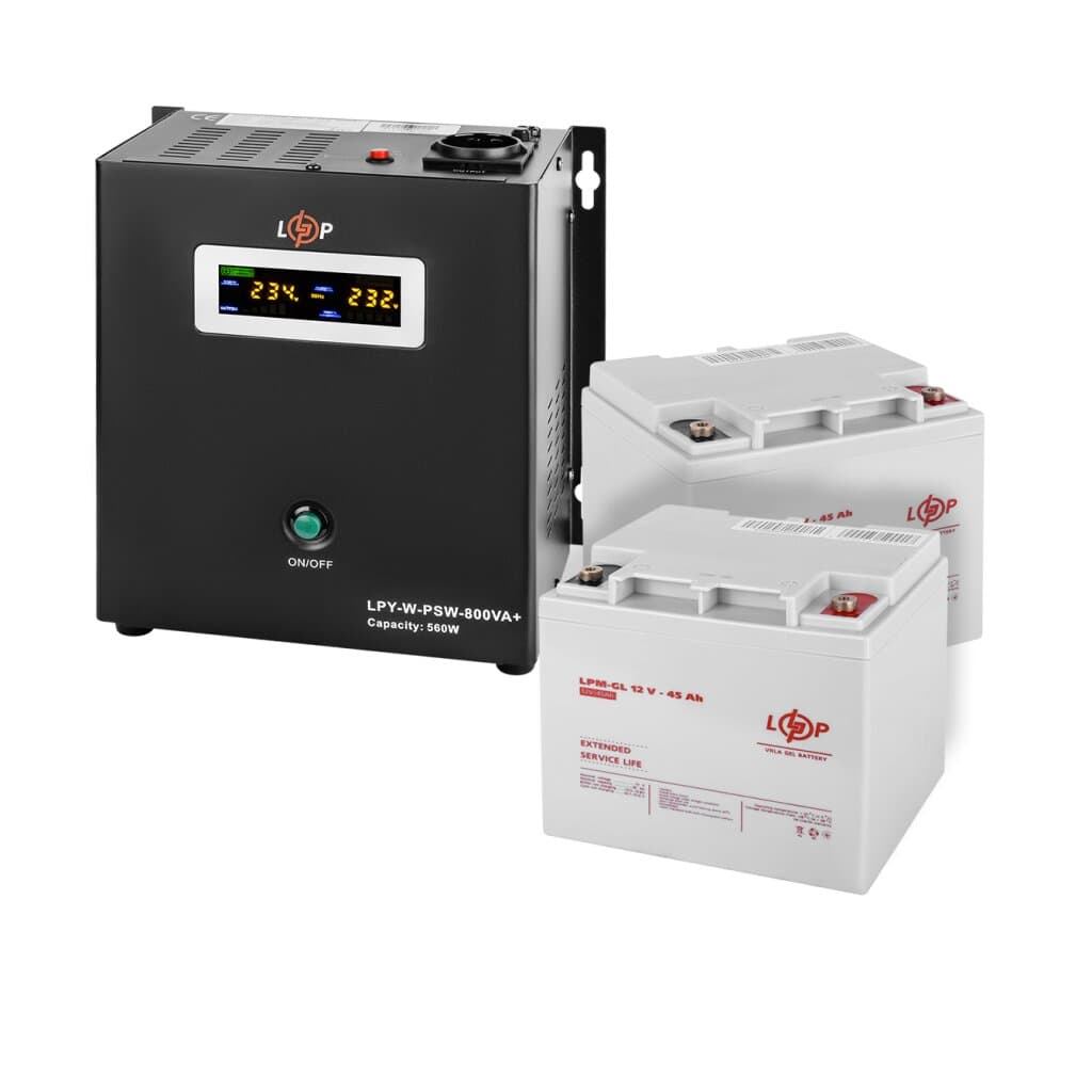 Комплект резервного живлення LogicPower W500 + гелева батарея 1080 Ватт (UPS W500+ АКБ GL 1080W)