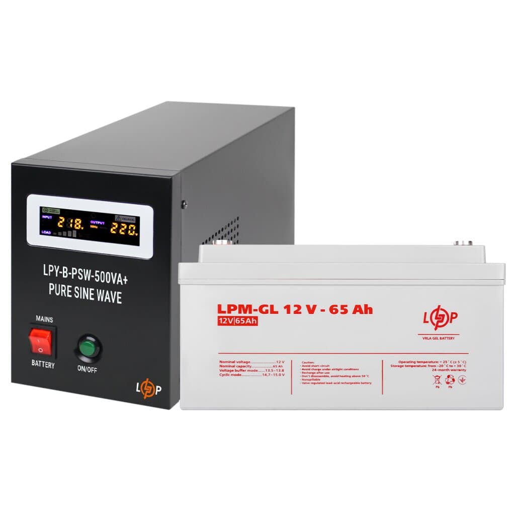 Комплект резервного живлення для котла LP (LogicPower) ДБЖ + гелева батарея (UPS B500VA + АКБ GL 780W)